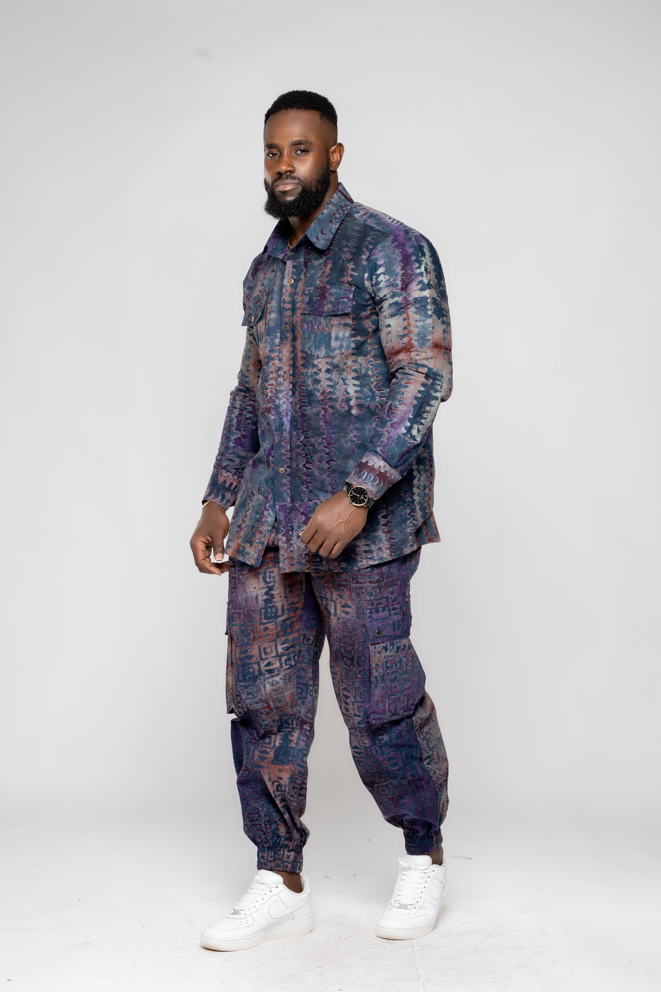 Men's Batik Shirt and Cargo Pants