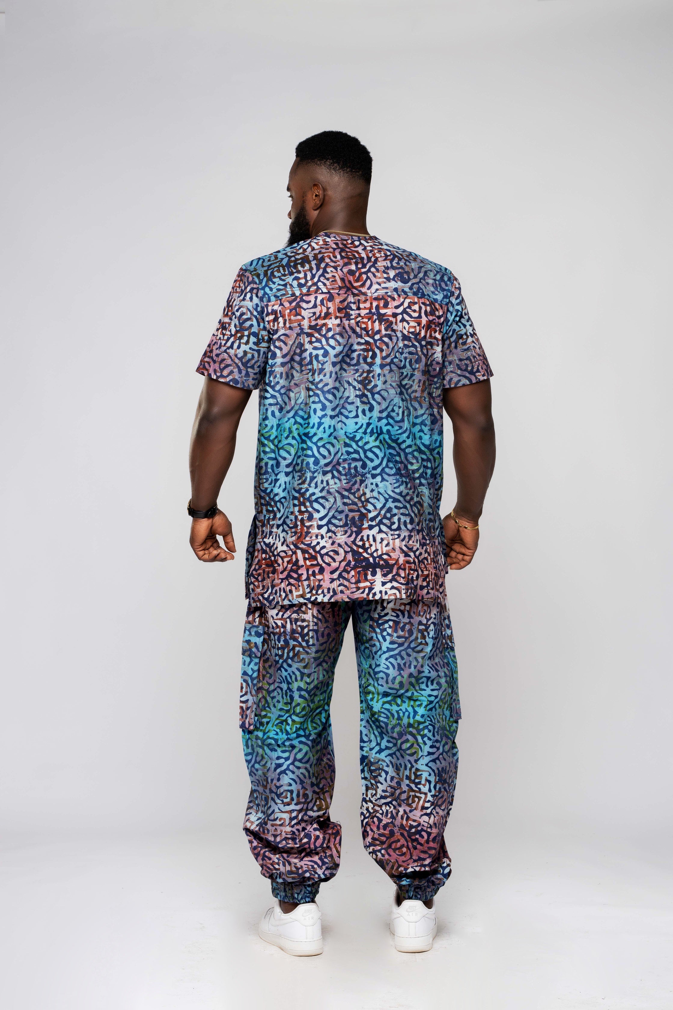 Men's Batik Shirt and Cargo Pants