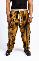 Men's Earth-Tone Mud Cloth Cargo Pants