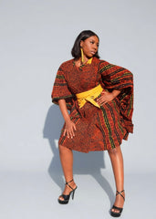 Women's Wide Sleeve Wax Print Dress/Top