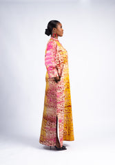 Women's Pink and Yellow Tie-Dye Maxi Dress