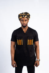 Men’s Black Heritage Suit with Mud Cloth Pocket Accents