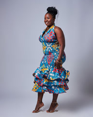 Ankara Elastic Form Fitting Halter Dress