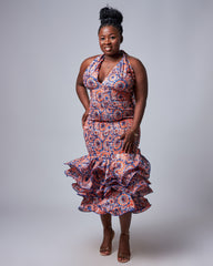 Ankara Elastic Form Fitting Halter Dress