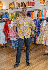 Men’s Ankara Print Short Sleeve Shirt – Geo Bloom Edition