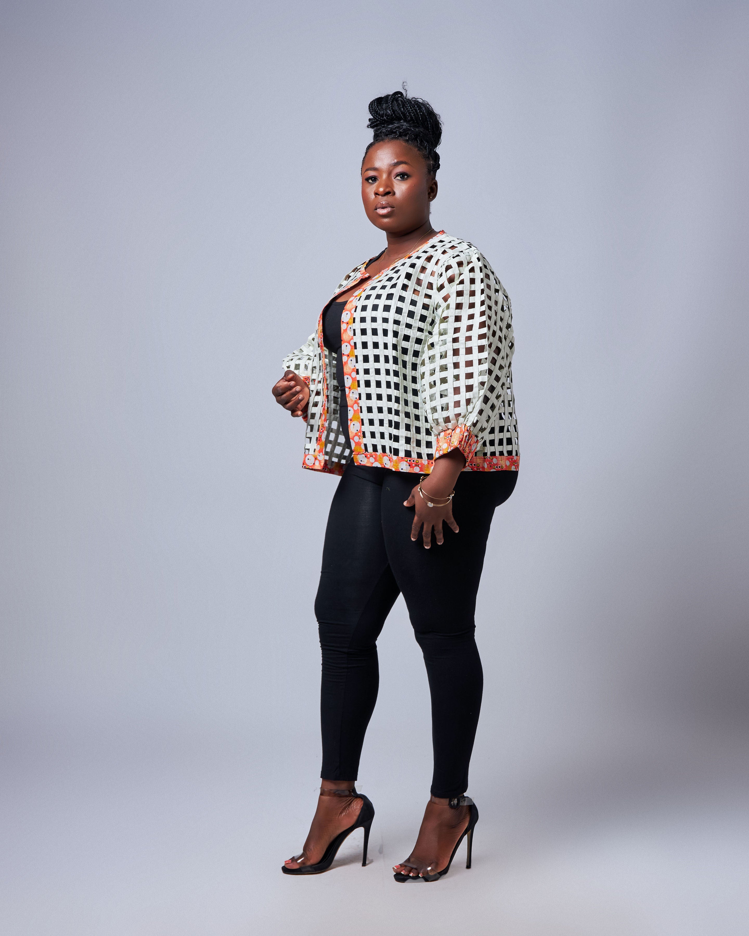 Ankara Grid Crop Jacket – Sunset Burst Edition