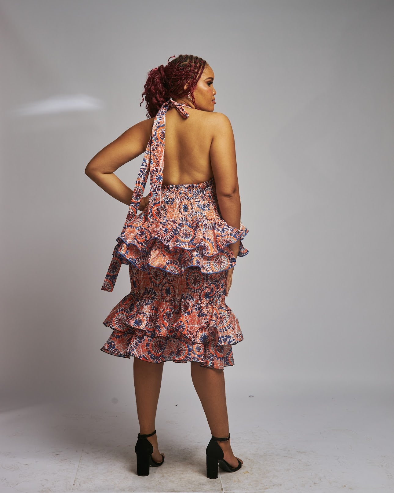African Print Halter Top and Skirt Double Layer Set