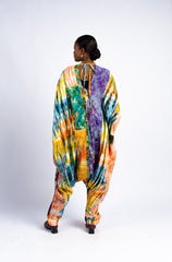 Women's Multi-Color Tie-Dye Kimono-Style Jumpsuit