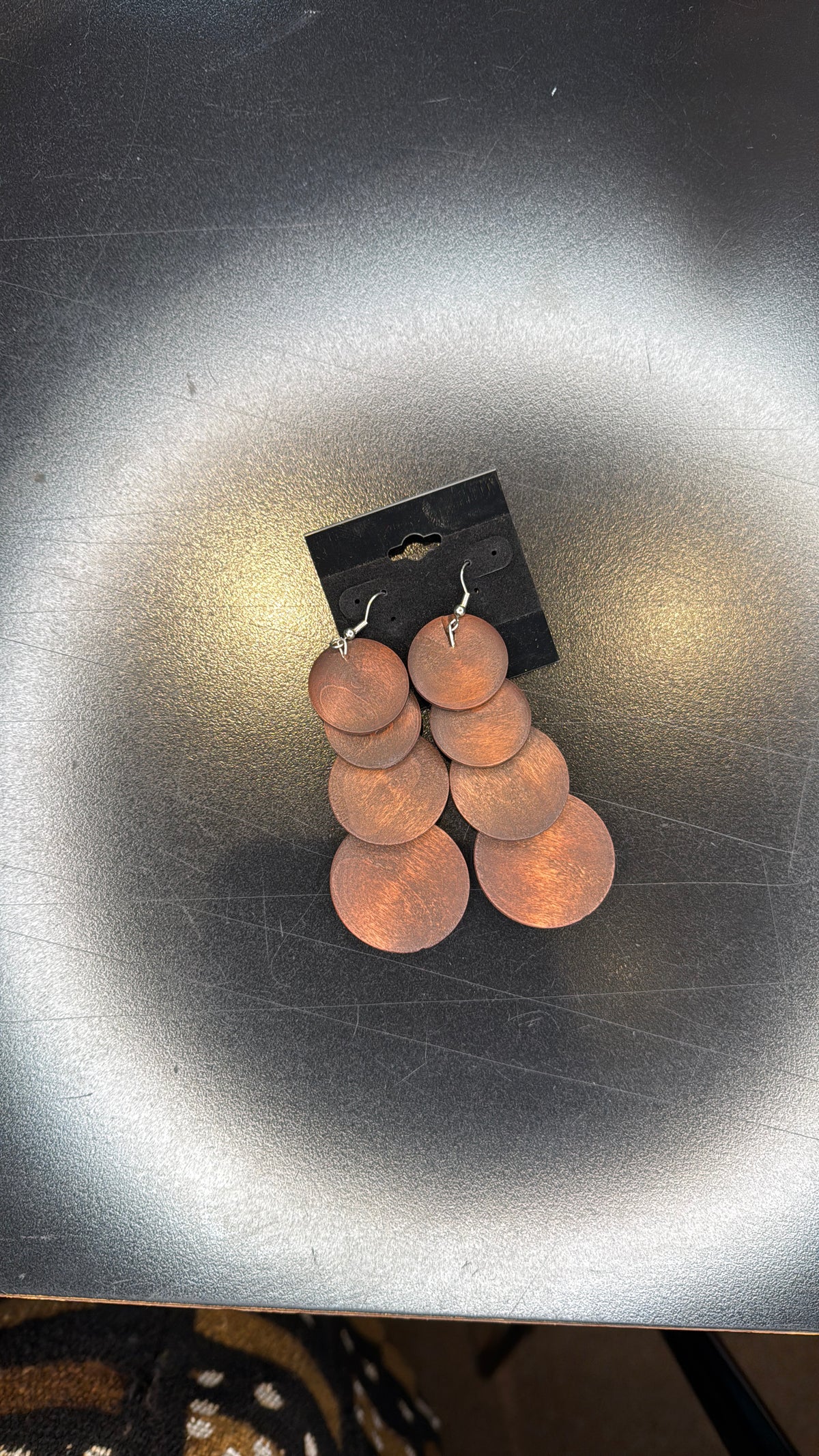 Stacked Copper Disc Earrings - Bohemian Dangle Jewelry