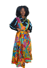 Ankara Patched Long Jacket Dress