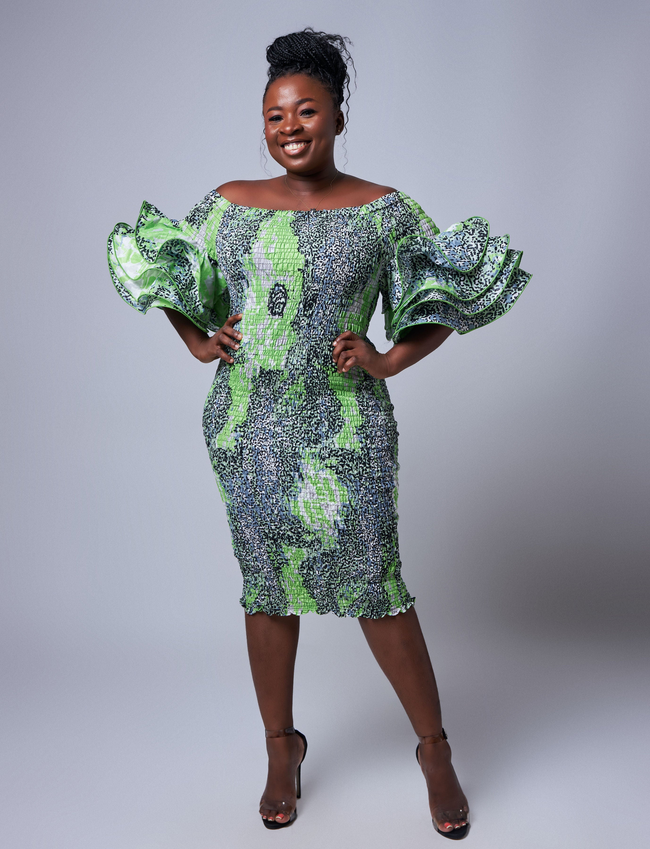 Ankara Women Elastic Maxi Dress - Long Pure Cotton | Comfortable & Elegant Green / S-M / Cotton Ankara Women Elastic Maxi Dress - Long Pure Cotton | Comfortable & Elegant Green / S-M / Cotton