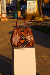 Authentic African Mud Cloth & Leather Tote Bag – Handcrafted Heritage Meets Timeless Luxury