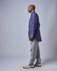 Men’s Embroidered Purple Linen Shirt