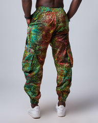 Artisan-Inspired Linen Cargo Pants with Batik Print