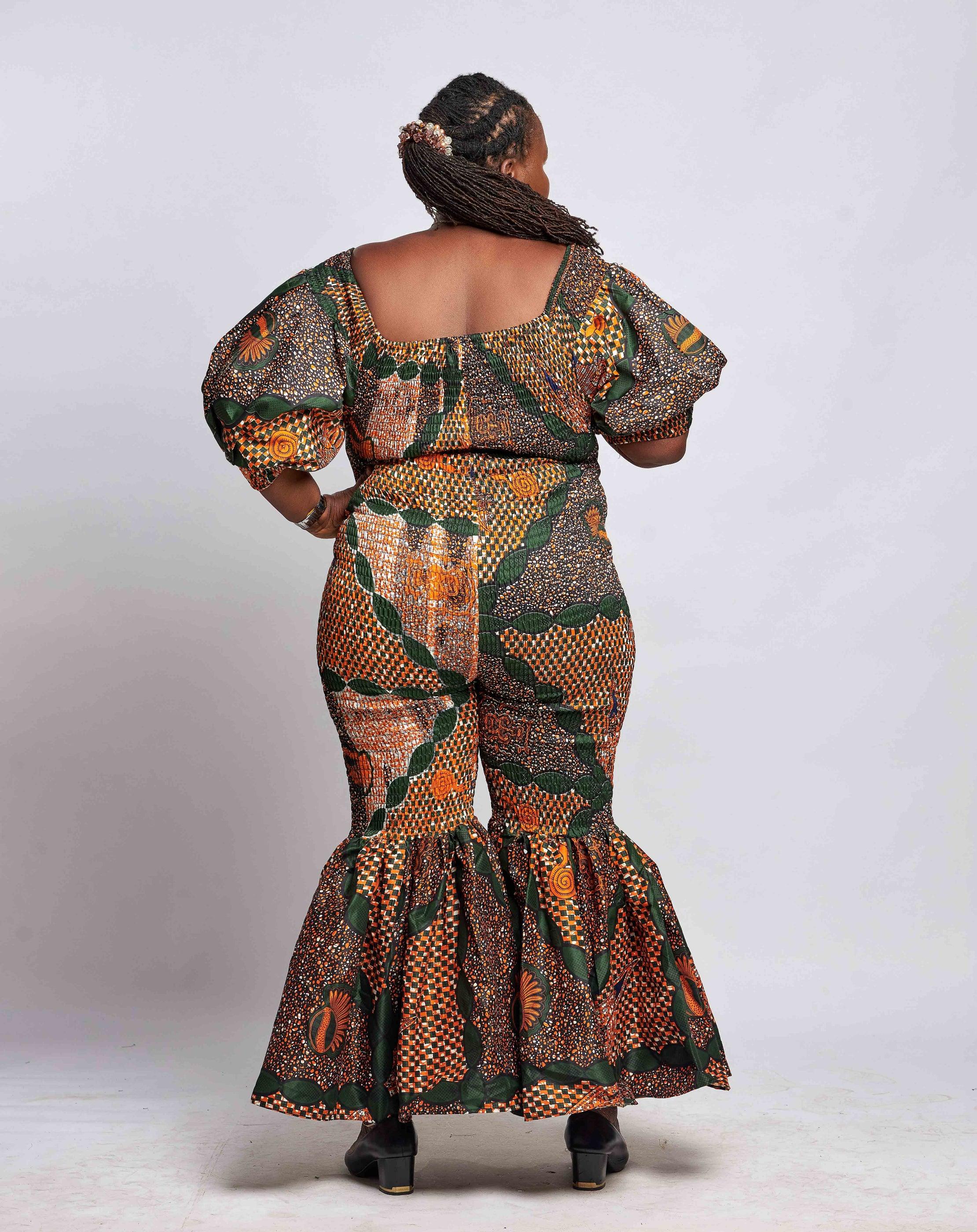 stretchable maxi dress Ankara Women Elastic Jumpsuits - Long Pure Cotton