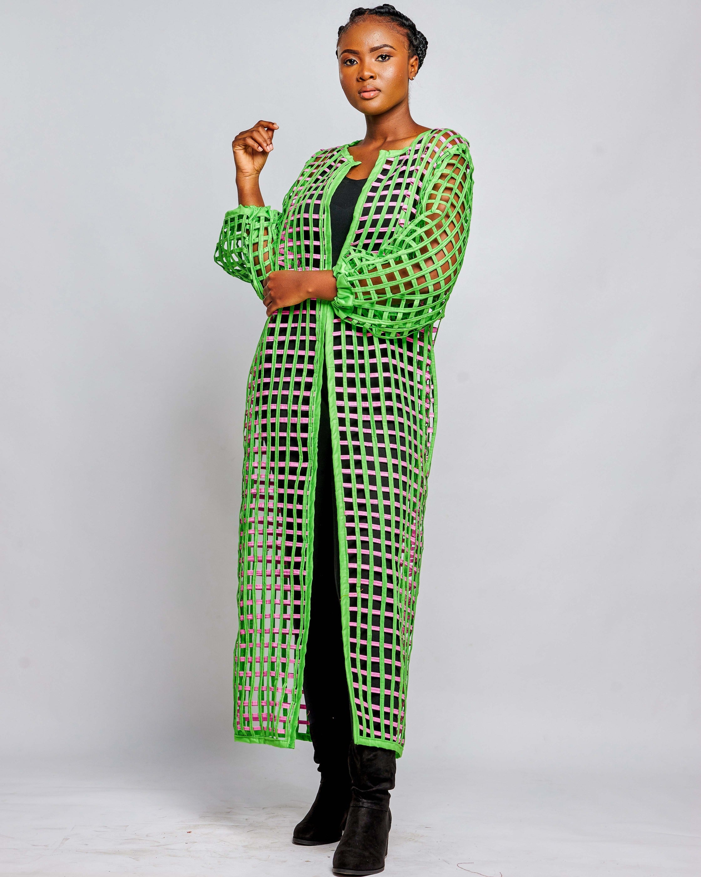 Ankara Plain Women's Mesh Jacket Dress - 100% Cotton