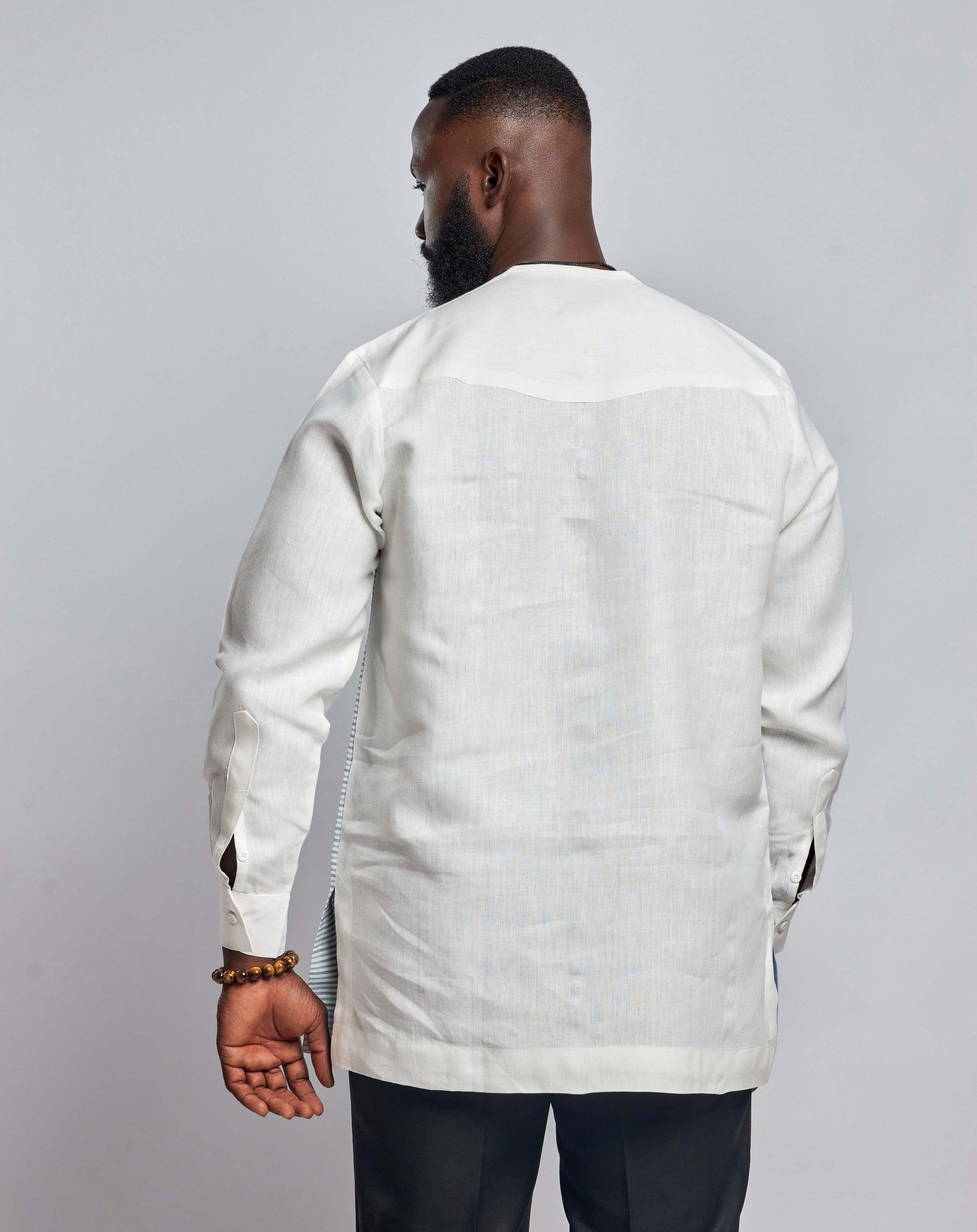 Men's Linen Patched Shirt (Long Sleeve) - YvonneEx