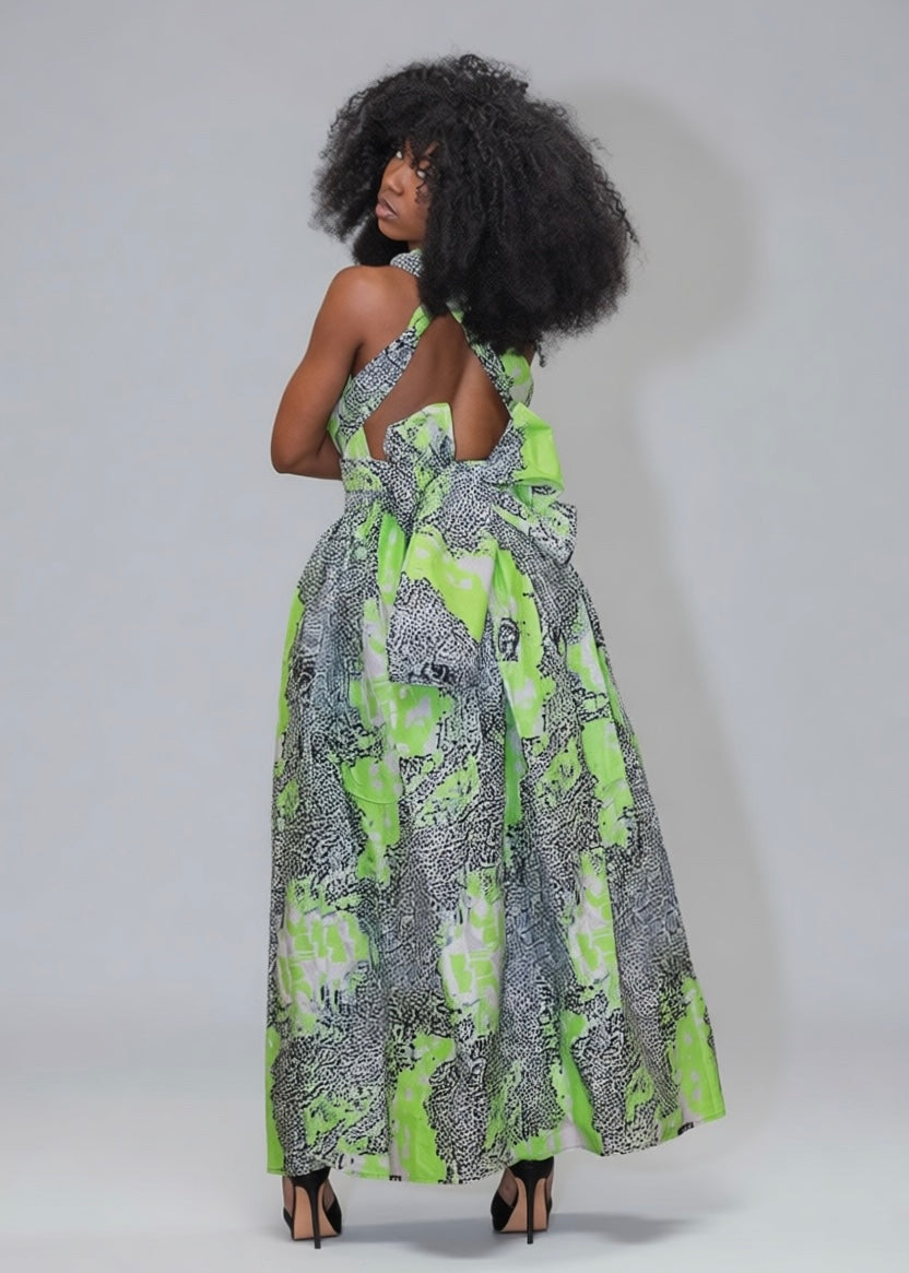 Elegant Green Maxi Dress – Modern African Fashion Green / L-XL