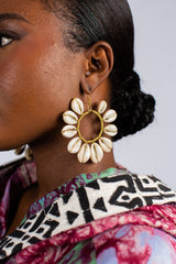 Cowerie Shell Circular Brass Earring