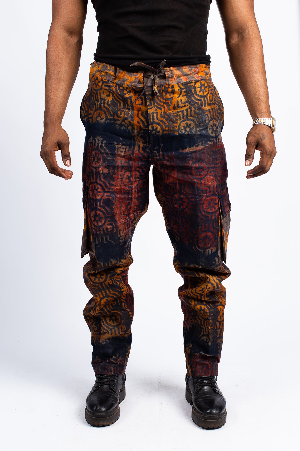 Men's Hand-Dyed Batik Print Cargo Pants