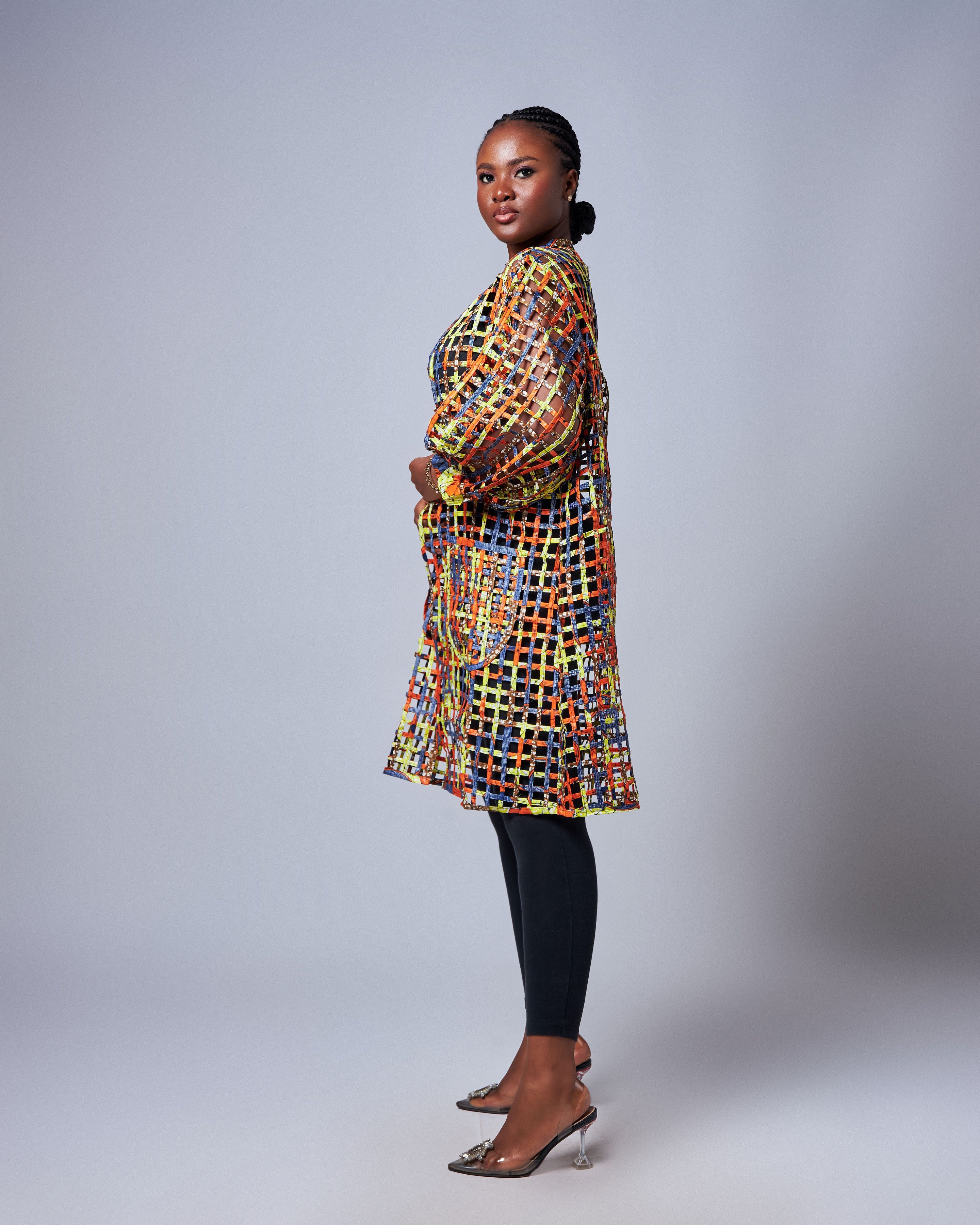 Ankara Lattice Statement Jacket – Multicolor Elegance