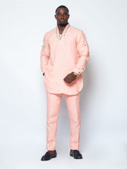 Men’s Embroidered Linen Set (Slim Fit)