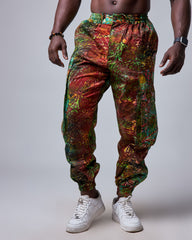 Artisan-Inspired Linen Cargo Pants with Batik Print