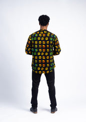 Men's Black & Multi-Color Circle Print Tunic Shirt