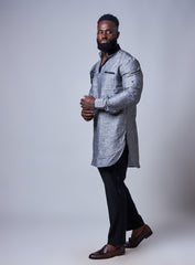 Men's Premium Adinkra Gray Linen Shirt