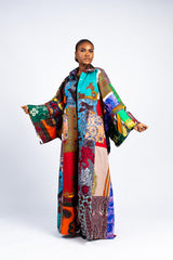 Women's Multi-Print Patchwork Kimono Kaftan