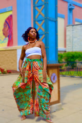 Women's Wide Leg Artistic Structure Batik Pants