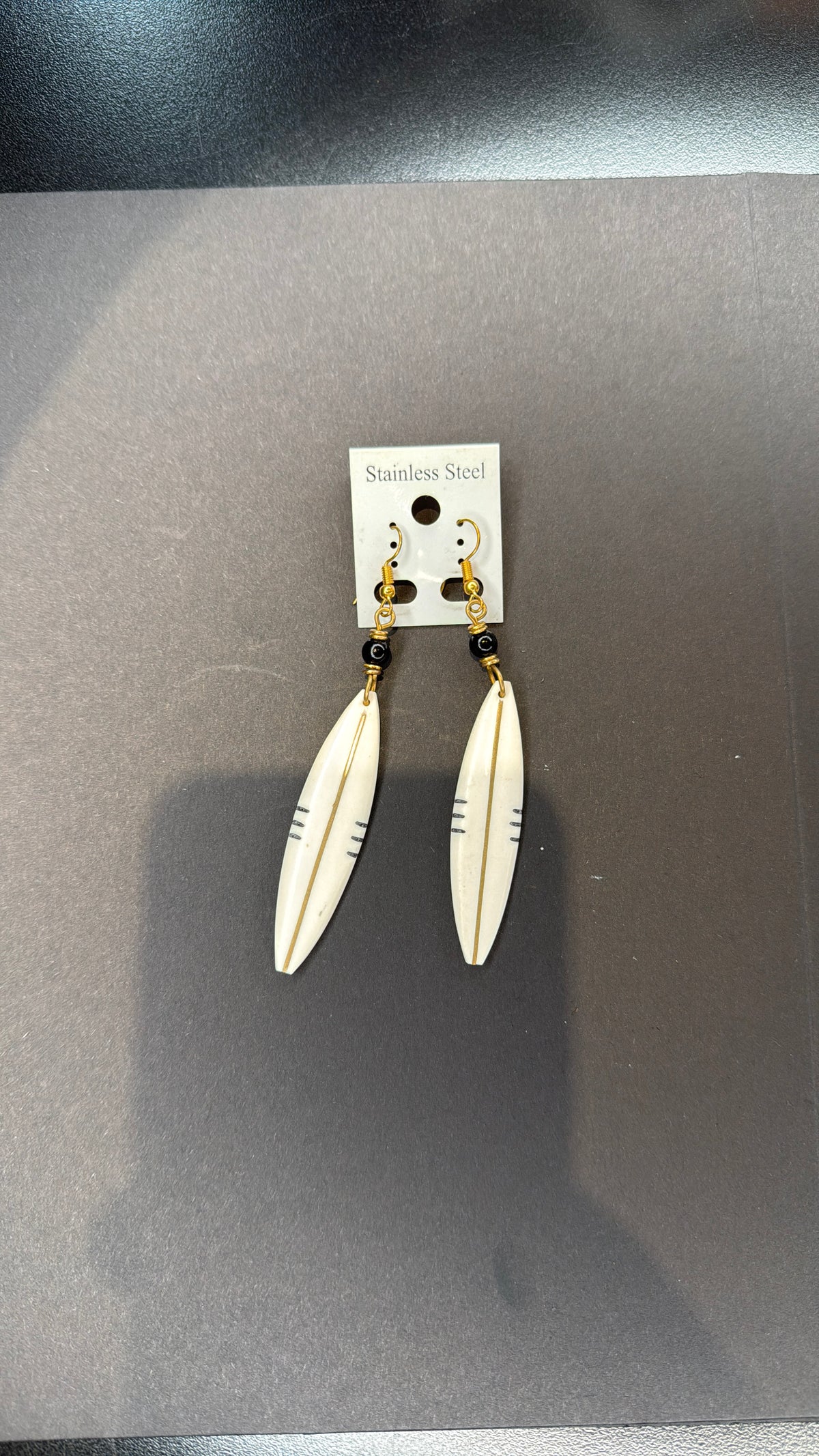 Minimalist Tribal Surfboard Earrings – Stainless Steel Boho Statement