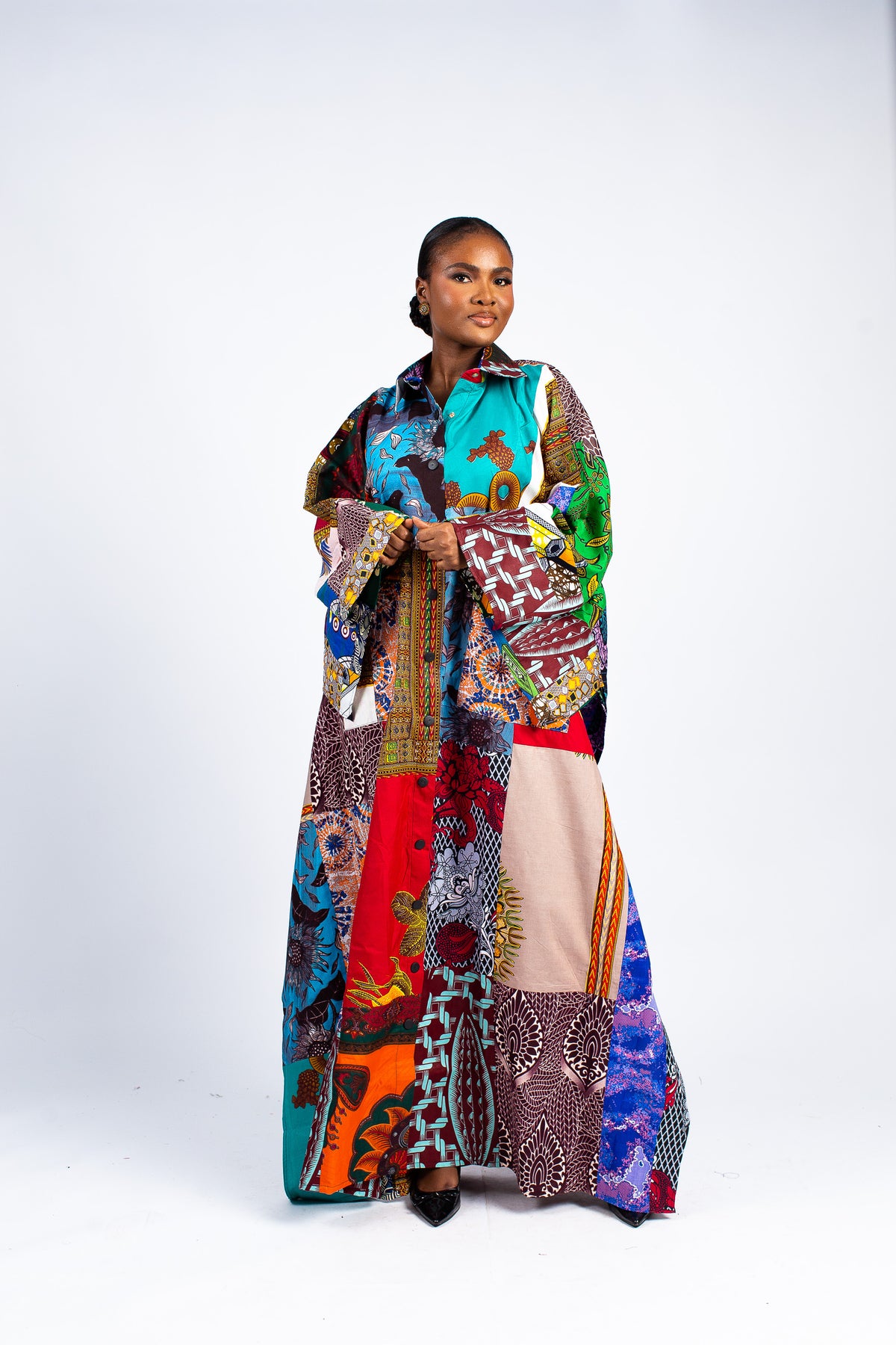 Women's Multi-Print Patchwork Kimono Kaftan