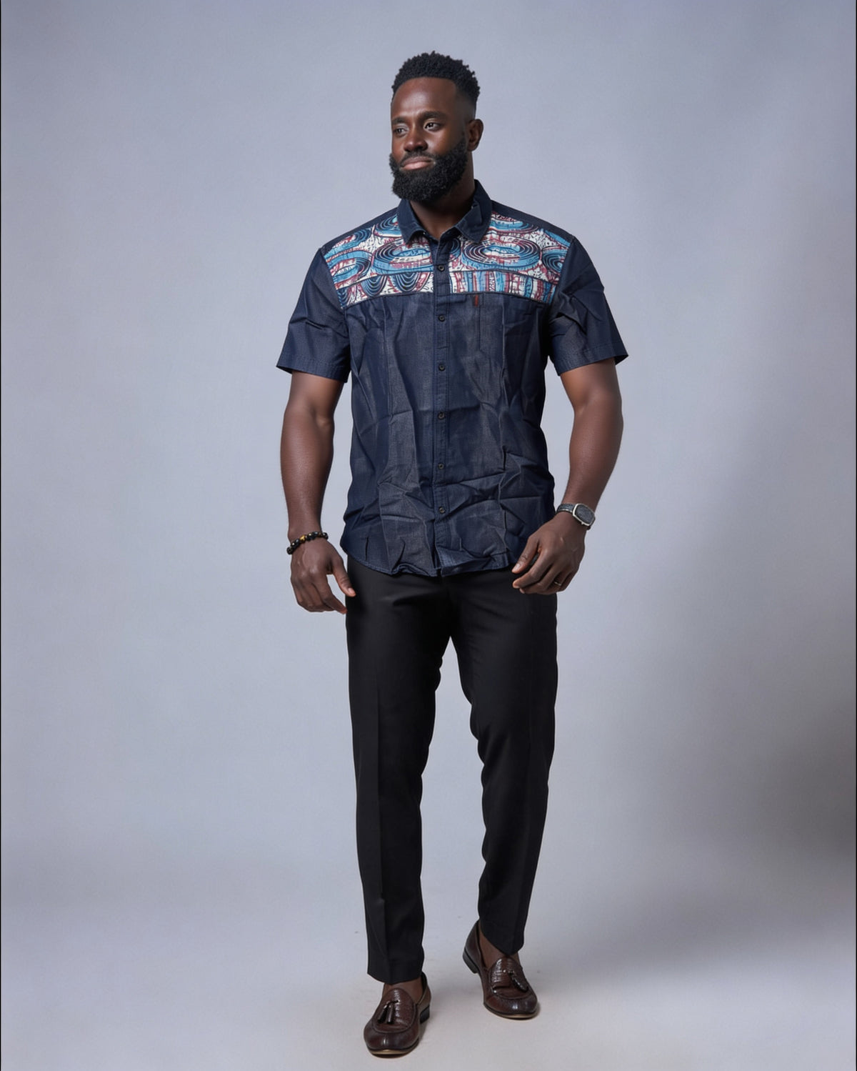 Denim Patch Shirt (Slim Fit)