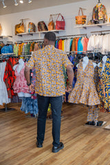 Men’s Ankara Print Short Sleeve Shirt – Geo Bloom Edition