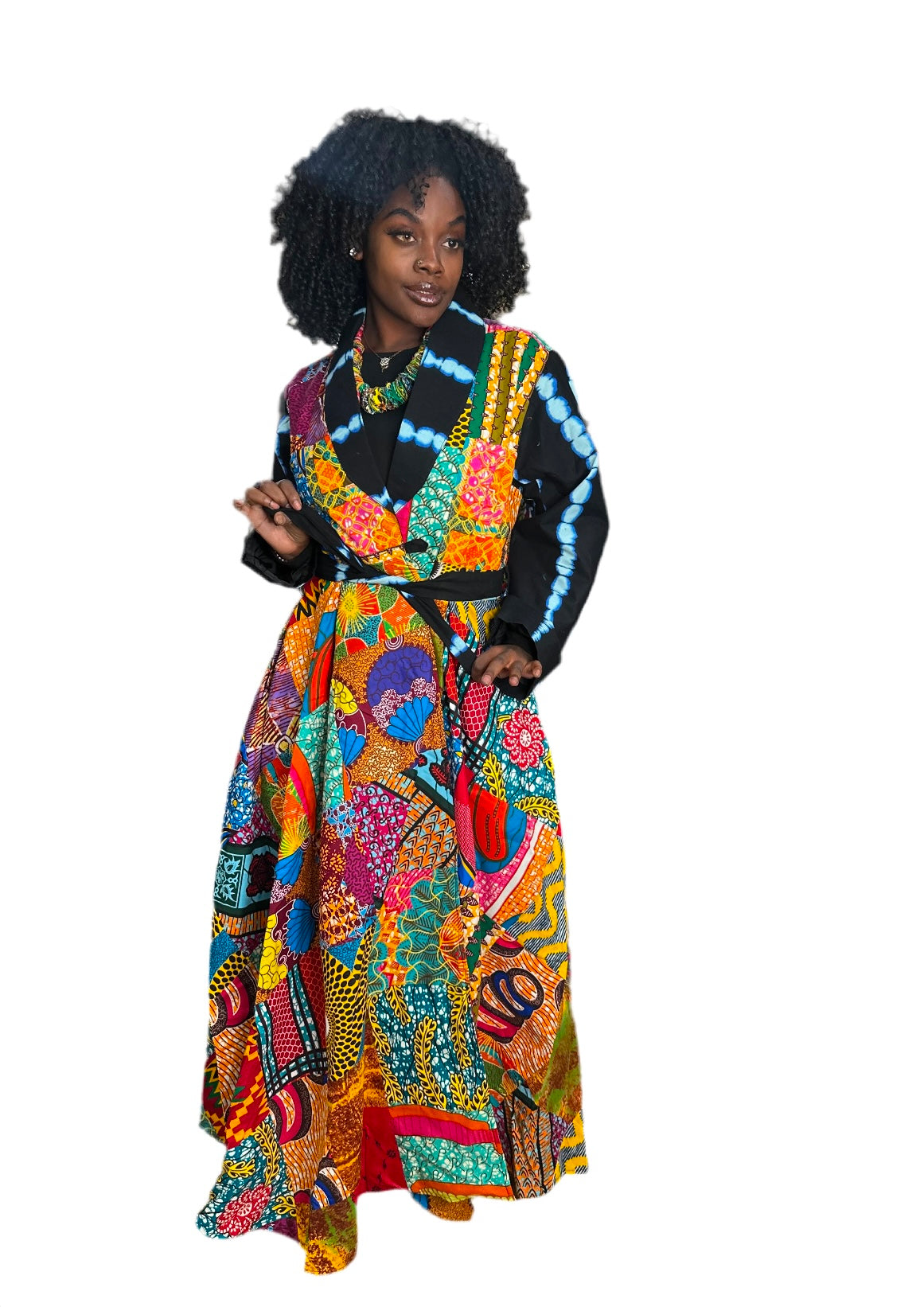 Ankara Patched Long Jacket Dress