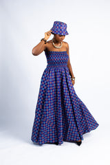 Geometric Print Strapless Maxi Dress