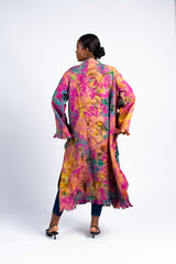 Women's Abstract Tie-Dye Kimono Duster