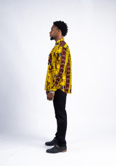 Men's Sunny Yellow & Maroon Abstract Print Shirt