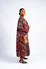 Women's Striped Print Adinkra Pocket Kimono Duster