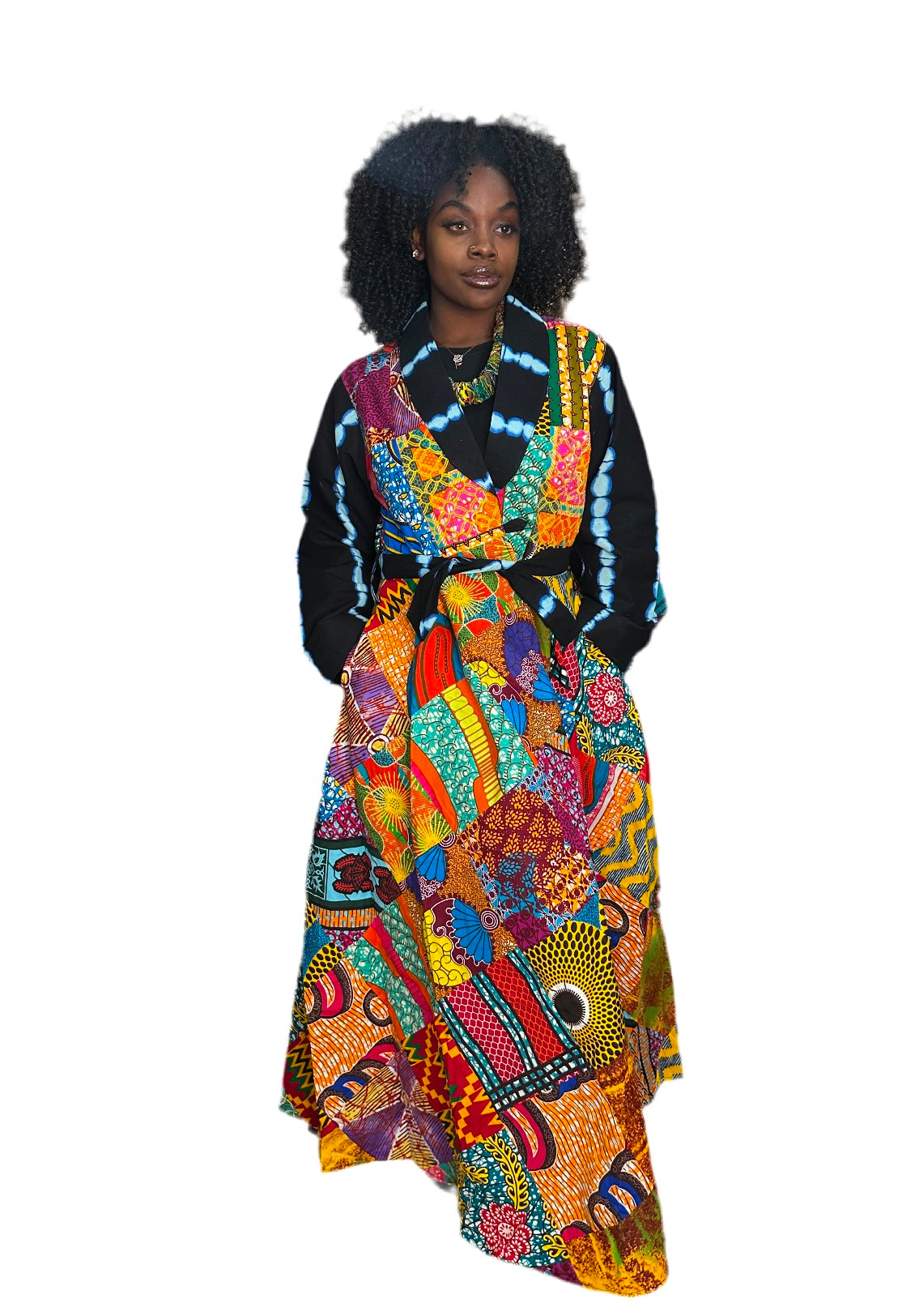 Ankara Patched Long Jacket Dress