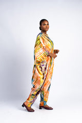 Women's Multi-Color Tie-Dye Kimono-Style Jumpsuit
