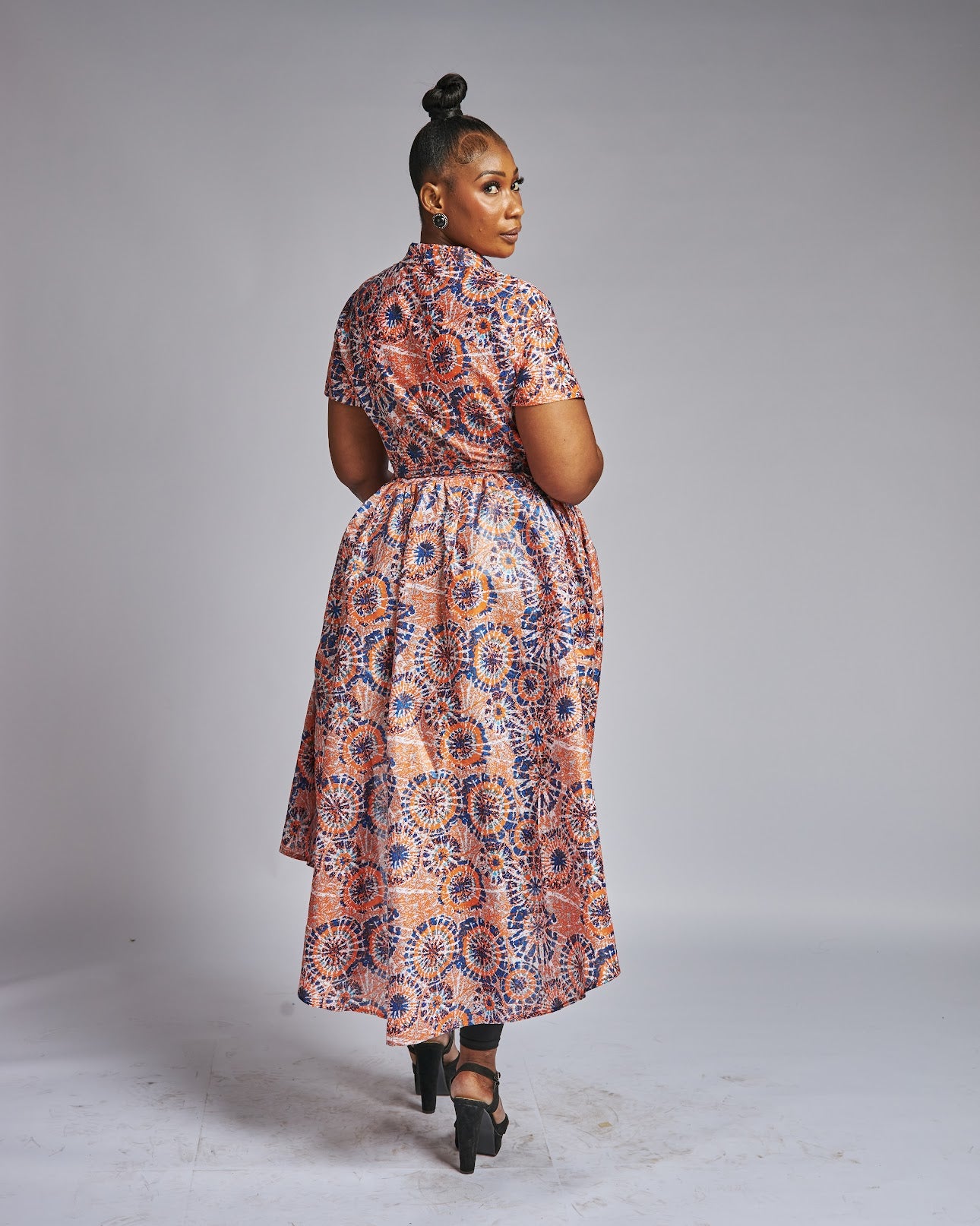 African Hi-Low Top / Mini Dress Bold Print Style Orange / L African Hi-Low Top / Mini Dress Bold Print Style Orange / L