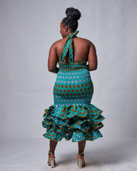 Ankara Elastic Form Fitting Halter Dress