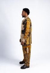 Men's Structured Mud Cloth Jacket & Cargo Pant Ensemble