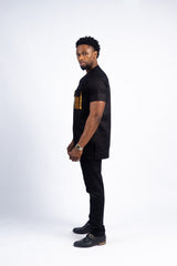 Men’s Black Heritage Suit with Mud Cloth Pocket Accents