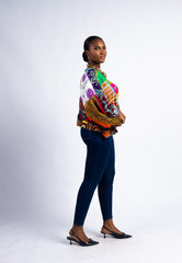 Women's Vibrant Mixed African Print Puffy Sleeve Blouse
