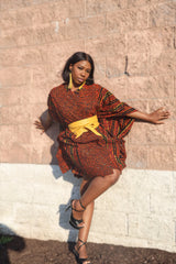 Women's Wide Sleeve Wax Print Dress/Top
