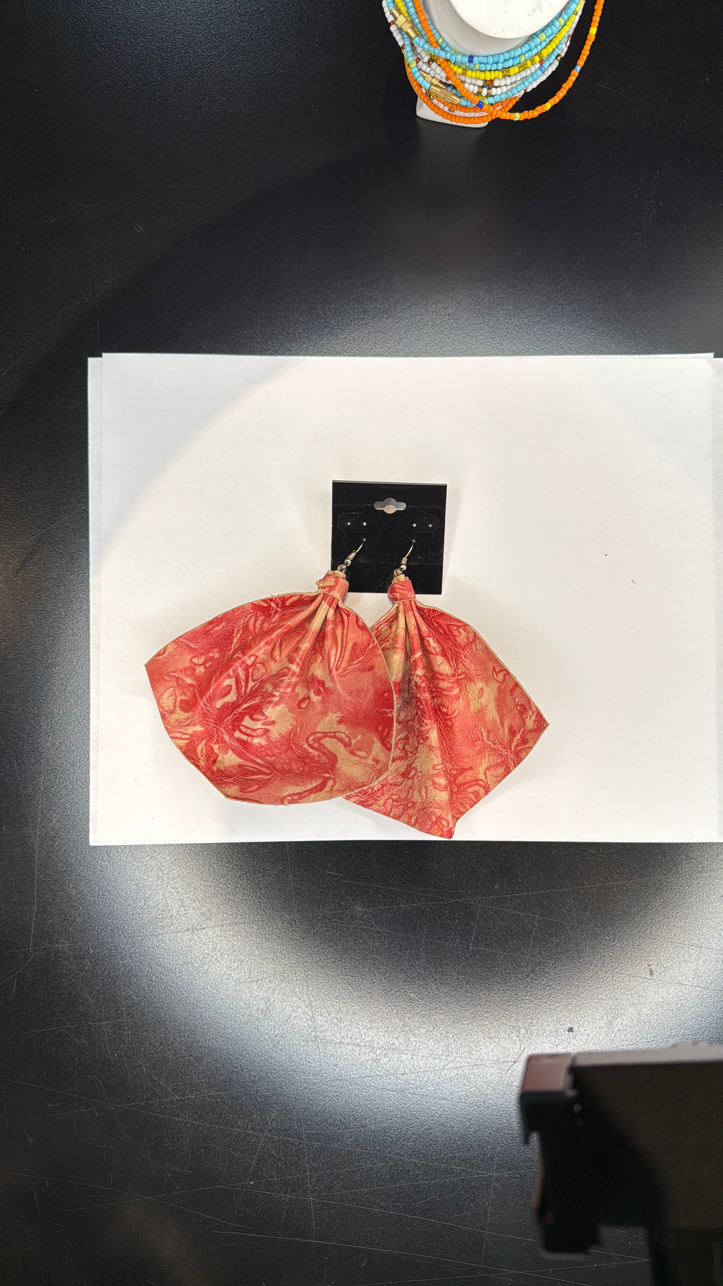 Large Red and Gold Fan Earrings - Bohemian Statement Earrings
