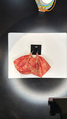 Large Red and Gold Fan Earrings - Bohemian Statement Earrings